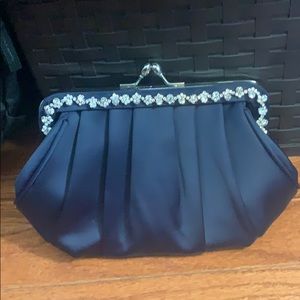 Navy Blue Rhinestone Clutch Purse